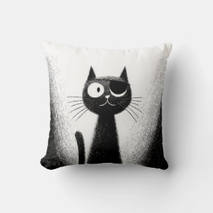 Pirate Cat – Cute Minimal Cat Art Throw Pillow