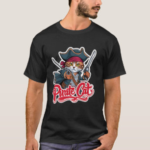 Pirate Cat Funny Halloween Cat Jolly Roger Cat Lov T-Shirt