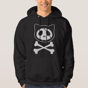Pirate Cat Kitten Halloween Skull Cross Bones Cost Hoodie