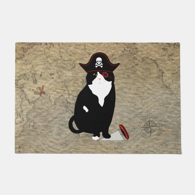 Pirate Cat Large Doormat (Front)