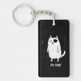 Pirate Cat – Minimal Funny Cat Art Keychain