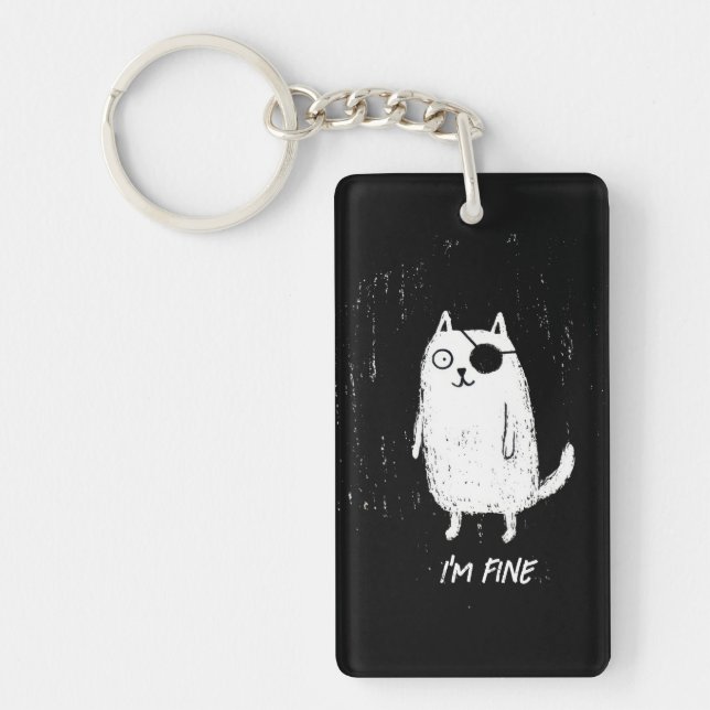 Pirate Cat – Minimal Funny Cat Art Keychain (Front)