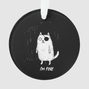 Pirate Cat – Minimal Funny Cat Art Ornament
