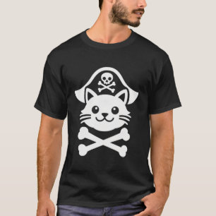 Pirate Cat Skull and Crossbones Cat Lover Art T-Shirt