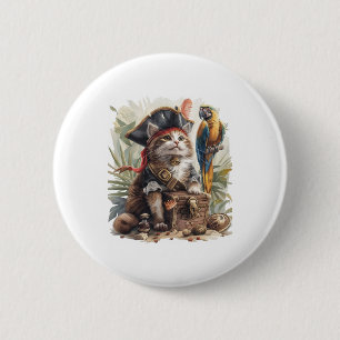 Pirate Cat Treasure 2 Inch Round Button