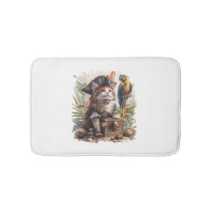 Pirate Cat Treasure Bath Mat