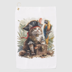 Pirate Cat Treasure Golf Towel