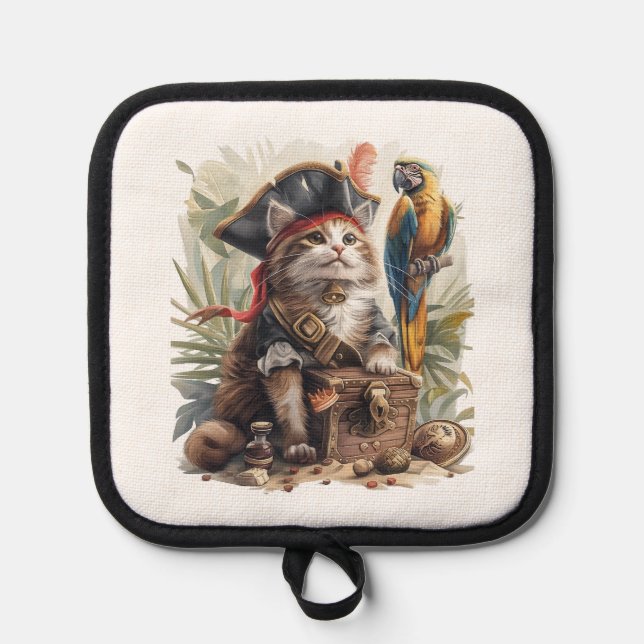 Pirate Cat Treasure Pot Holder (Front)