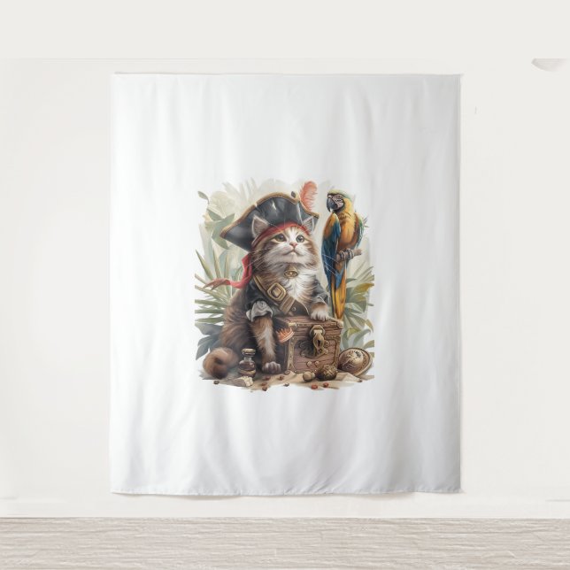 Pirate Cat Treasure Tapestry (Front)