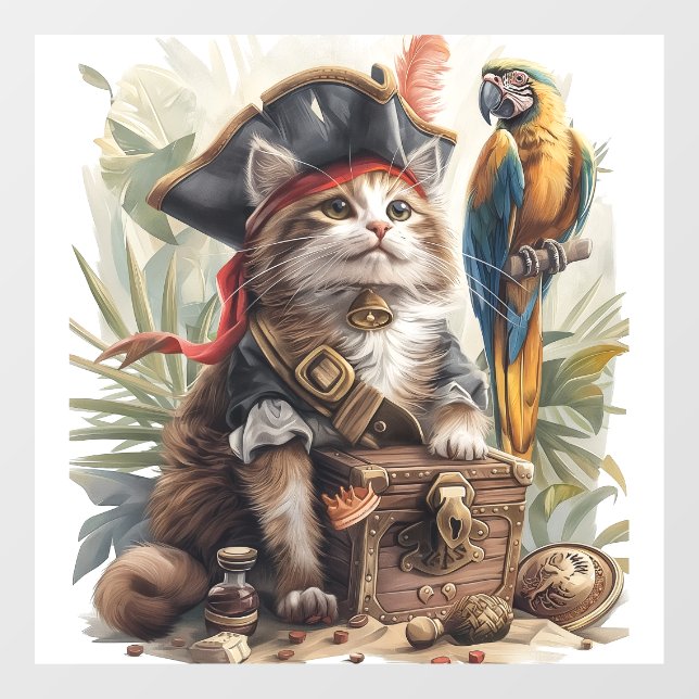 Pirate Cat Treasure Window Cling (Sheet)