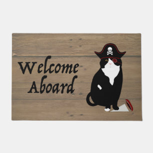 Pirate Cat Welcome Aboard Doormat