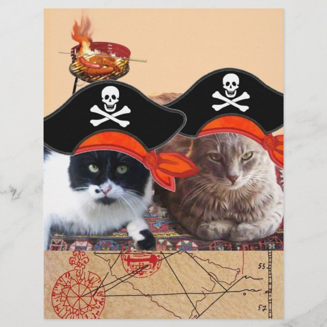 PIRATE CATS AND ANTIQUE PIRATES TREASURE MAPS (Front)