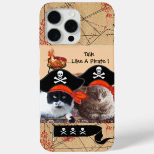 PIRATE CATS ANTIQUE PIRATES TREASURE MAPS AND FLAG iPhone 15 PRO MAX CASE