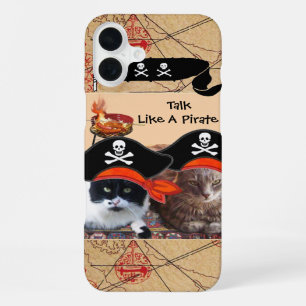 PIRATE CATS ANTIQUE PIRATES TREASURE MAPS AND FLAG iPhone 16 PLUS CASE