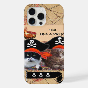 PIRATE CATS ANTIQUE PIRATES TREASURE MAPS AND FLAG iPhone 15 PRO MAX CASE
