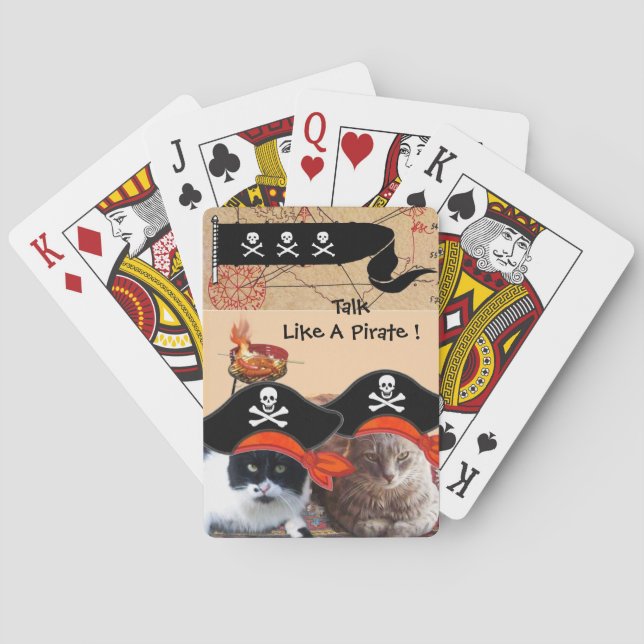 PIRATE CATS ANTIQUE PIRATES TREASURE MAPS AND FLAG PLAYING CARDS (Back)