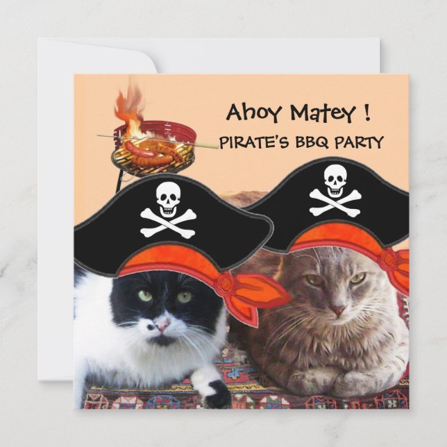PIRATE CATS ,Talk like a Pirate Day Bbq Party Invitation (Front)