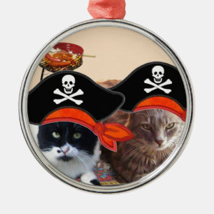 PIRATE CATS ,Talk like a Pirate Day Metal Ornament