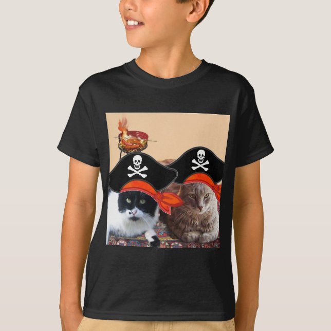 PIRATE CATS ,Talk like a Pirate Day T-Shirt (Front)