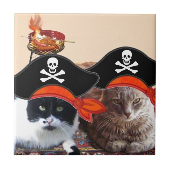 PIRATE CATS ,Talk like a Pirate Day Tile (Front)