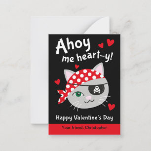 Pirate Chat Classroom Valentine Cartes pour enfant