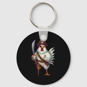 Pirate Chicken Funny Halloween Costume For Men Wom Keychain