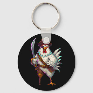 Pirate Chicken Funny Halloween Costume For Men Wom Keychain
