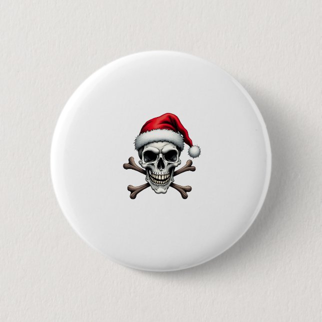 Pirate Christmas Skull & Crossbones Santa Hat. Got 2 Inch Round Button (Front)