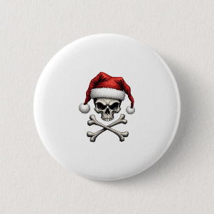 Pirate Christmas Skull & Crossbones Santa Hat. Got 2 Inch Round Button