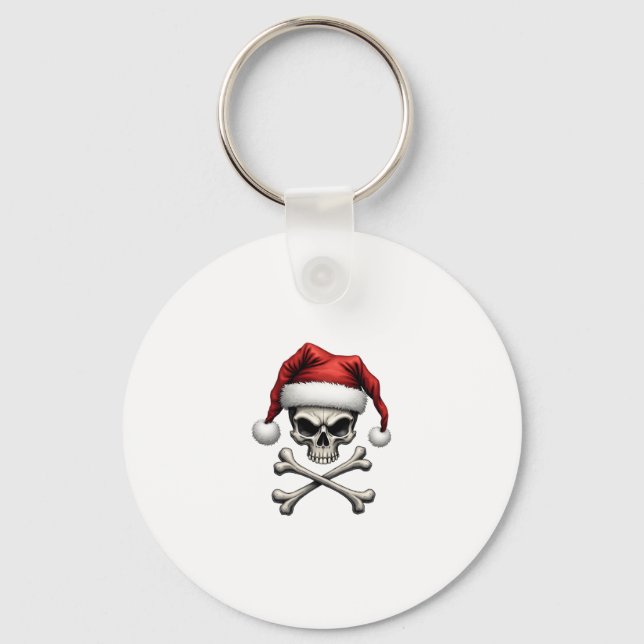 Pirate Christmas Skull & Crossbones Santa Hat. Got Keychain (Front)