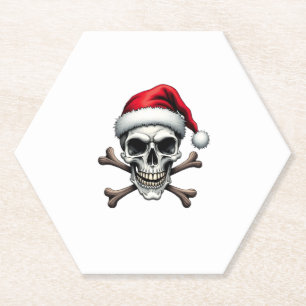 Pirate Christmas Skull & Crossbones Santa Hat. Got Paper Coaster