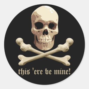 Pirate Club - Skull and Crossbones Classic Round Sticker