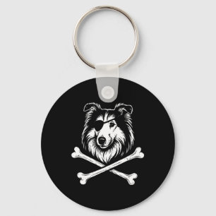 Pirate Collie Crossbones Cute Dog Keychain