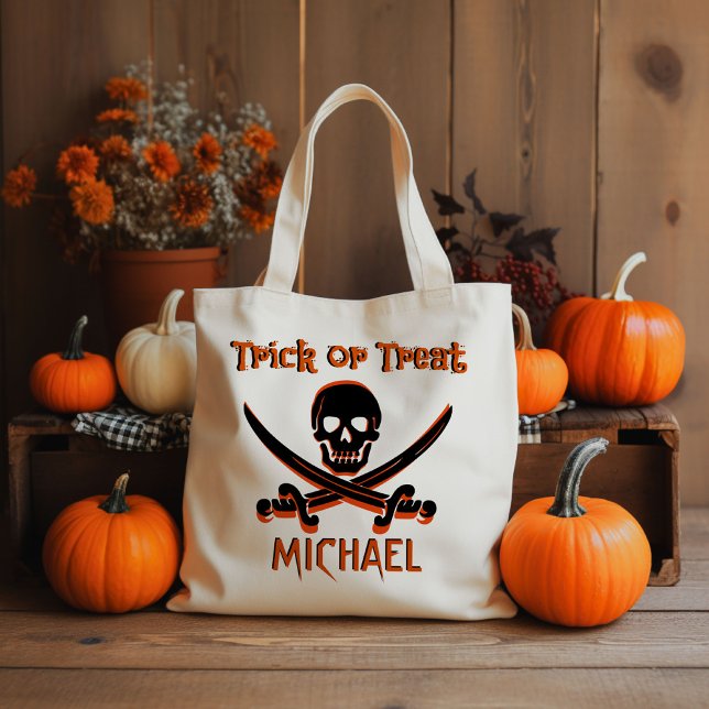 Pirate Crâne Nom personnalisé Trace ou sac de trai (Créateur téléchargé)