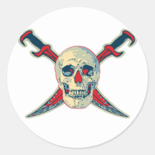 Pirate (Crâne) - Sticker rond classique, brillan