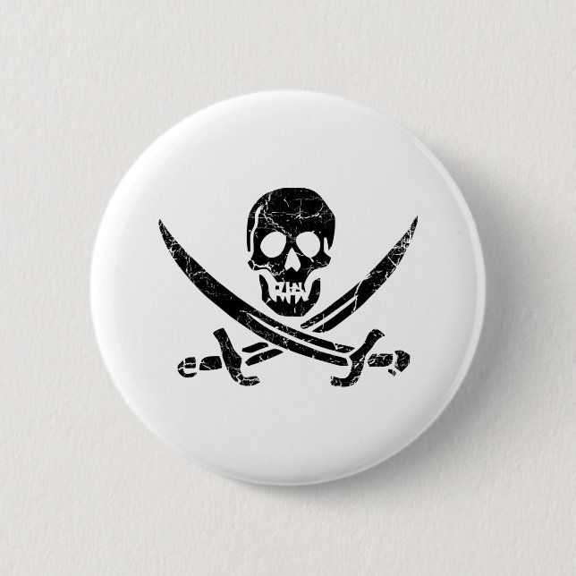 Pirate Cross 2 Inch Round Button (Front)