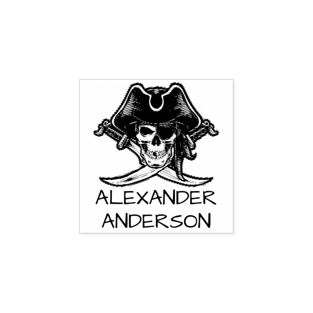 Pirate Cross Swords Personalize Rubber Stamp (Imprint)