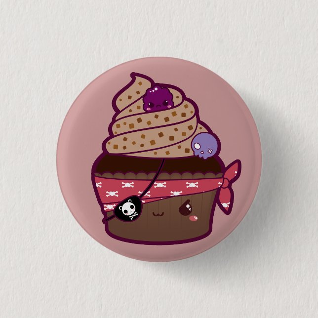 Pirate Cupcake 1 Inch Round Button (Front)
