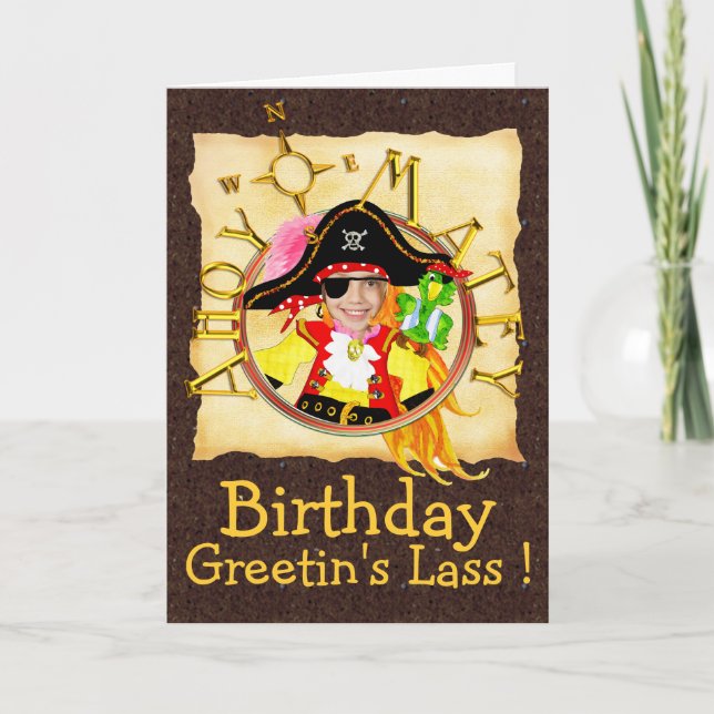 Pirate custom photo birthday card (Front)