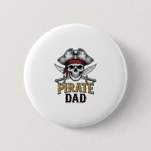Pirate Dad Skull Sword Vintage Engraving Shirt_1 2 Inch Round Button