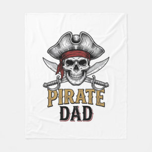 Pirate Dad Skull Sword Vintage Engraving Shirt_1 Fleece Blanket