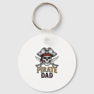 Pirate Dad Skull Sword Vintage Engraving Shirt_1 Keychain