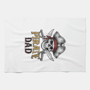 Pirate Dad Skull Sword Vintage Engraving Shirt_1 Kitchen Towel