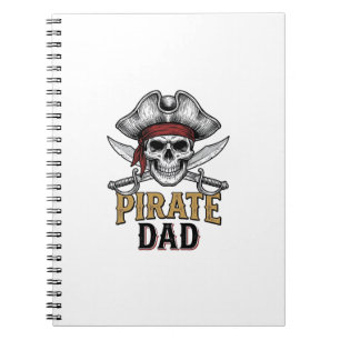 Pirate Dad Skull Sword Vintage Engraving Shirt_1 Notebook