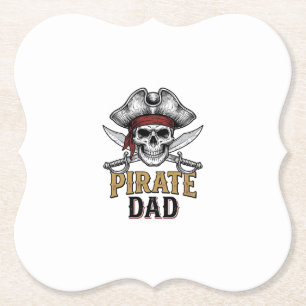 Pirate Dad Skull Sword Vintage Engraving Shirt_1 Paper Coaster