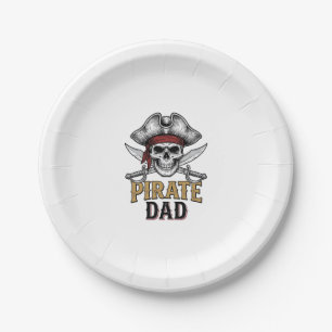 Pirate Dad Skull Sword Vintage Engraving Shirt_1 Paper Plate