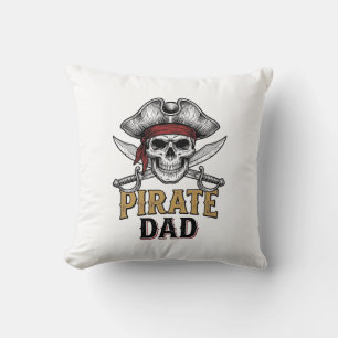 Pirate Dad Skull Sword Vintage Engraving Shirt_1 Throw Pillow