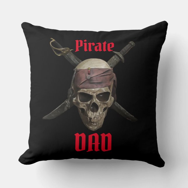 PIRATE DAD Throw Pillow (Front)