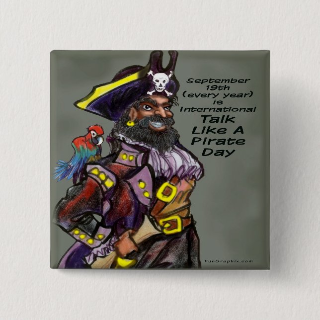 Pirate Day 2 Inch Square Button (Front)