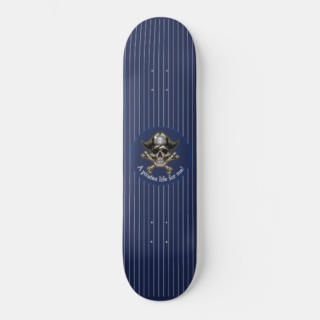 Pirate de skateboard bleu nautical (Recto)